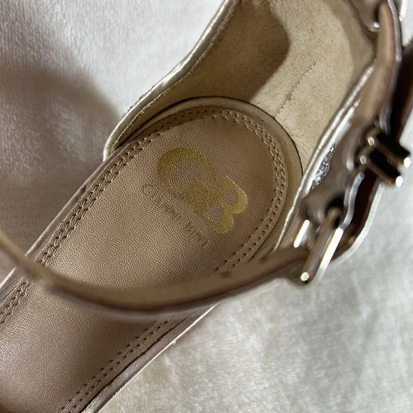 Gianni Bini Block Party Light Gold Glitter Heels 9.5 - Picture 3 of 10